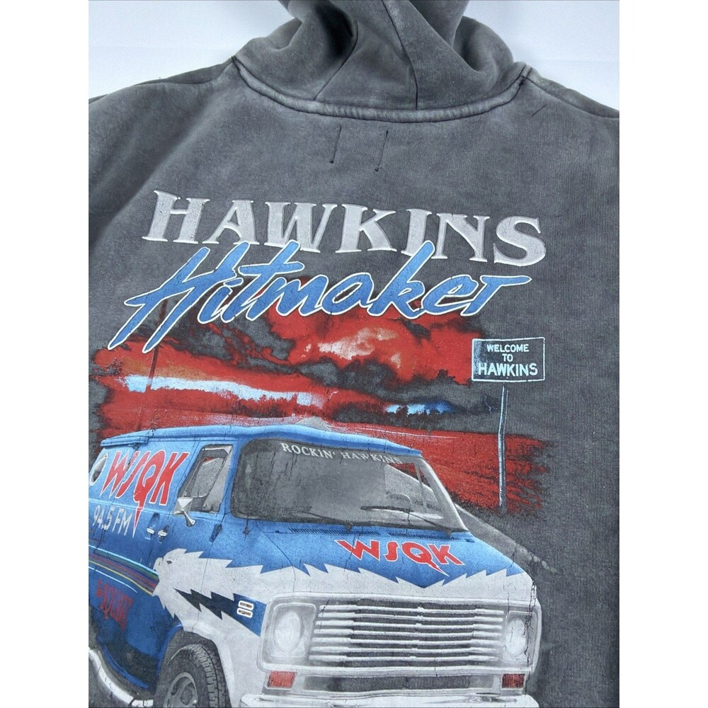 Stranger Things Hawkins Hitmaker Hoodie Netflix Primark Fleece Gray Adult 2XL - Picture 13 of 14